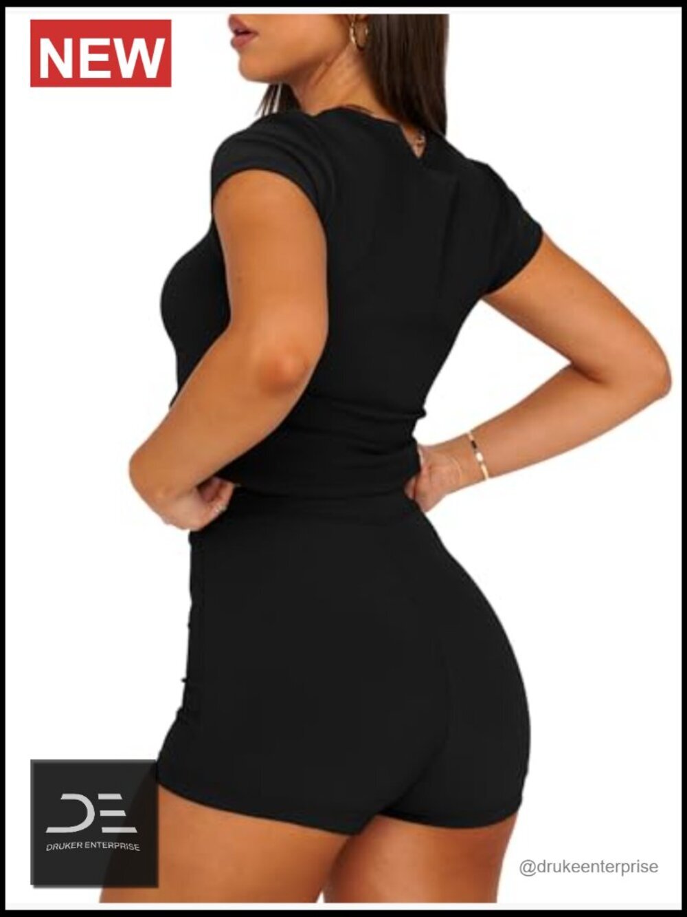 2 Piece Lounge Set Matching Shorts and Tee - Picture 4 of 7
